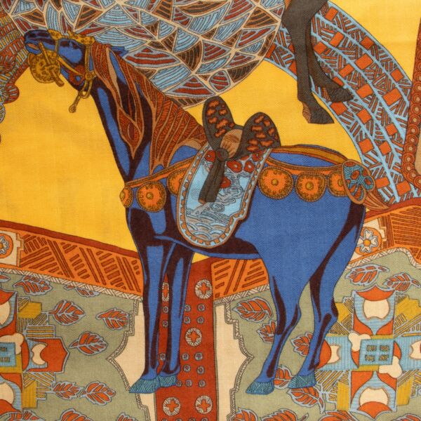 Hermès Orange Art Des Steppes 140 Shawl