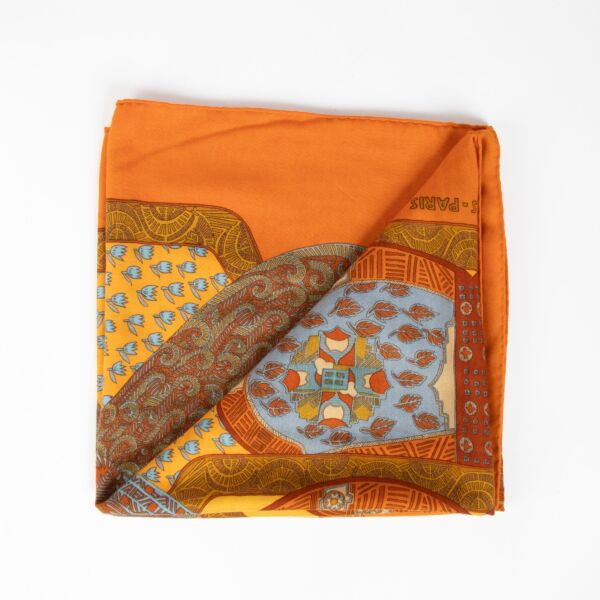 Shop this 100% authentic Hermès Orange 140 Shawl Scarf at Labellov.com
