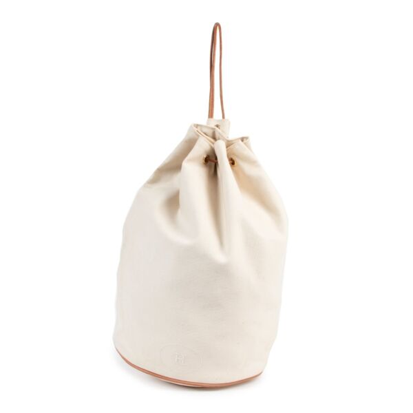 Hermès Beige Canvas Polochon Mimile Shoulder Bag