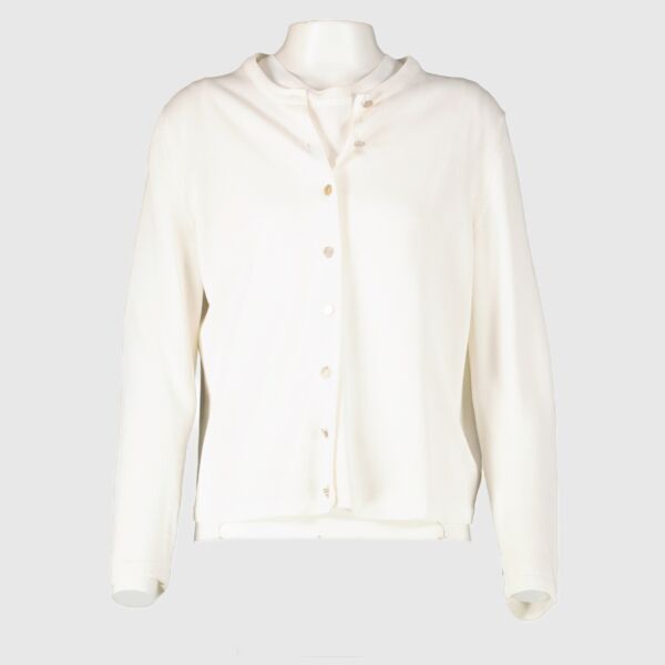 Authentic pre-loved Hermès White Top/Cardigan Set - Size M on Labellov.com
