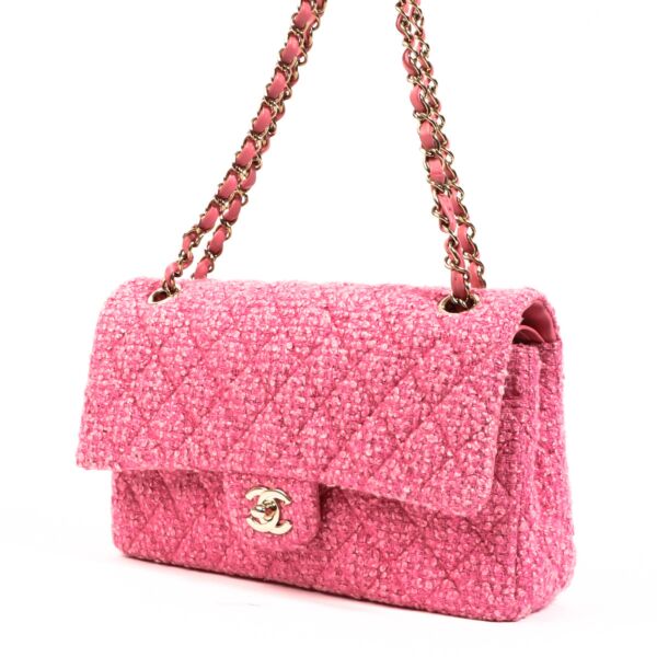 Chanel Pink Tweed Medium Classic Flap Bag