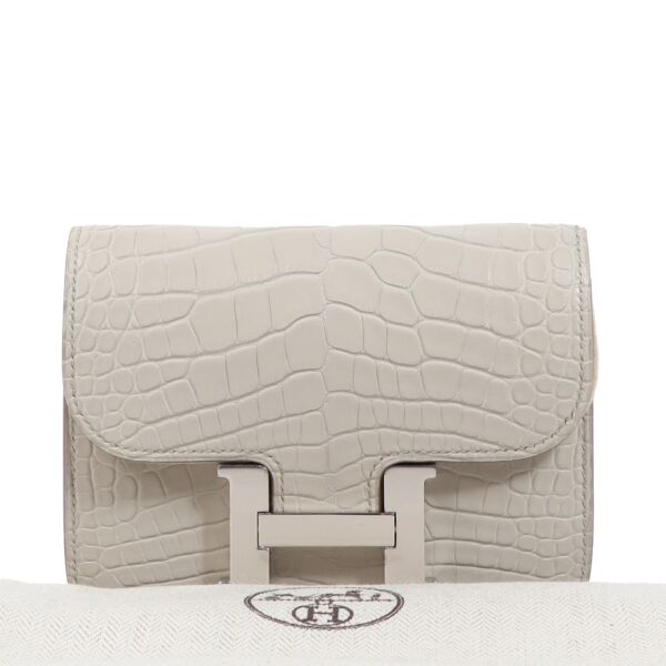 Hermès Constance Slim Wallet Beton Mat Alligator PHW