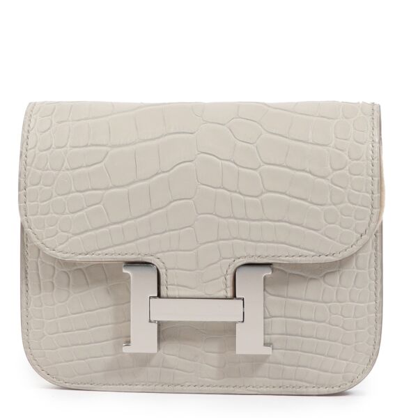 Hermès Constance Slim Wallet Beton Mat Alligator PHW