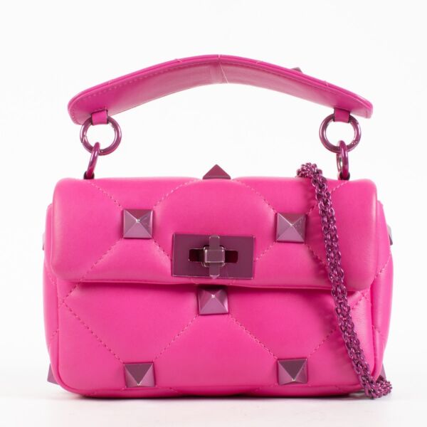 Authentic Second Hand Valentino Garavani Pink Small Roman Stud Bag on Labellov.com