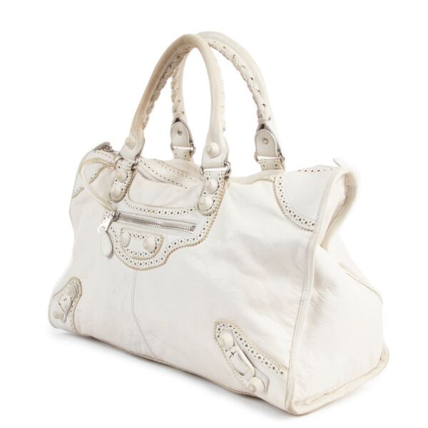 Balenciaga White Giant Brogues Work Handbag