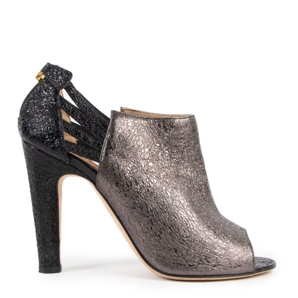 Buy authentic second hand Chanel Black shimmer Peeptoe Heels - size 38 in very good condition at Labellov in Antwerp.