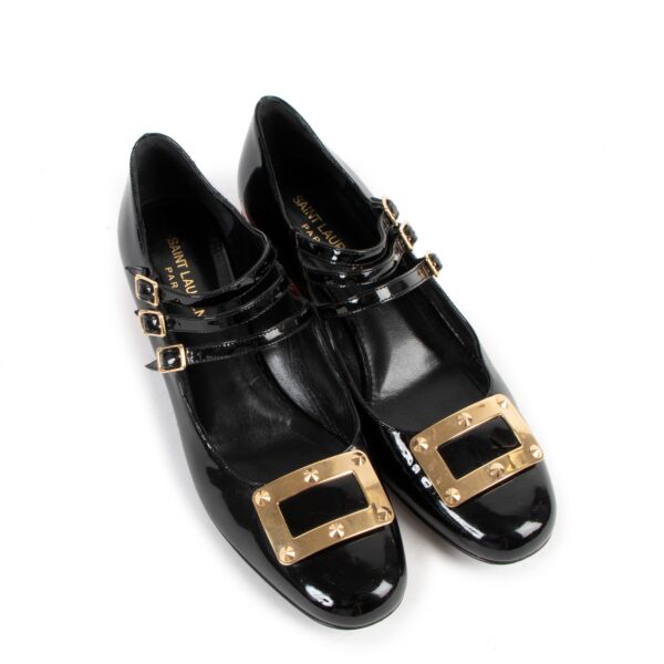 Saint Laurent Black Mary Jane Triple Strap Heels - Size 38,5 