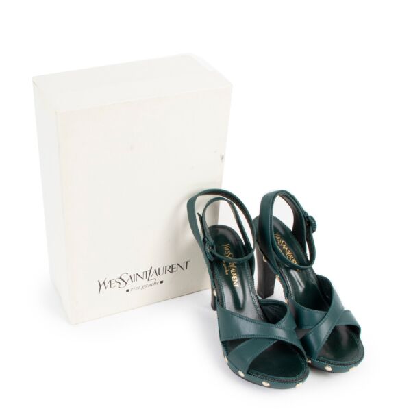 Yves Saint Laurent Green Studded Sandals - Size 38