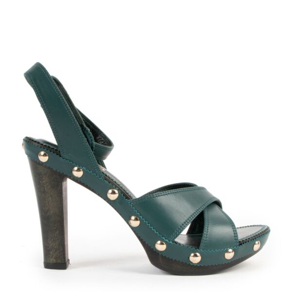 Yves Saint Laurent Green Studded Sandals - Size 38