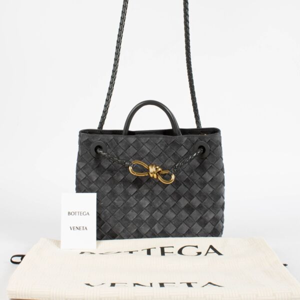 Bottega Veneta Graphite Suede Small Andiamo Bag