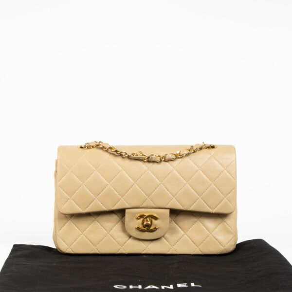 Chanel Beige Lambskin Small Classic Flap Bag