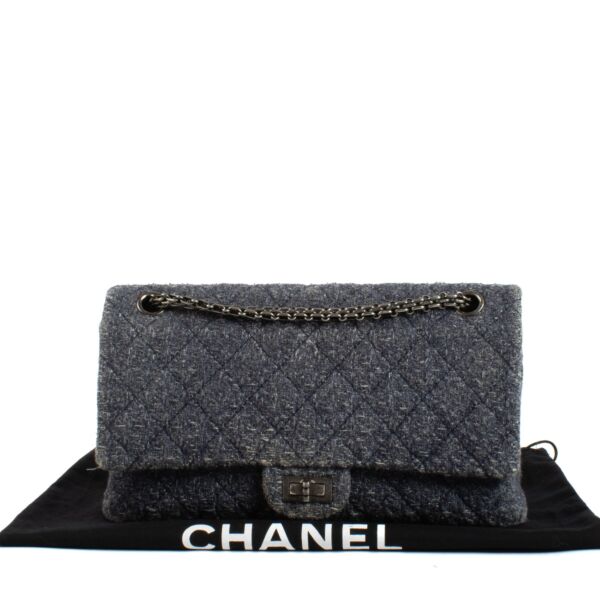 Chanel Denim Blue Tweed Large 2.55 Bag