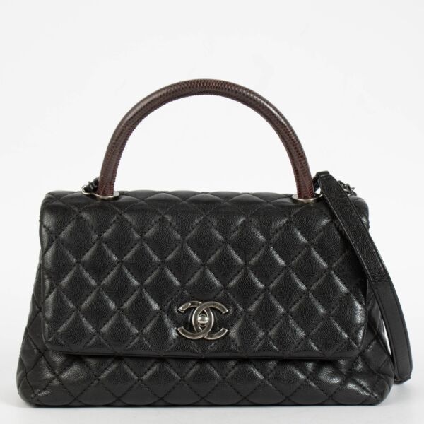 shop 100% authentic second hand Chanel Black Caviar/Lizard Wild Stitch Medium Coco Handle Bag on Labellov.com