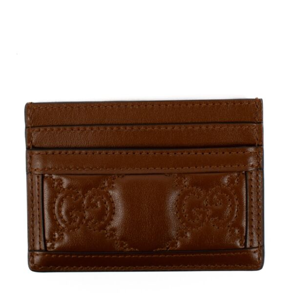 Gucci Brown Calfskin GG Matelasse Card Holder