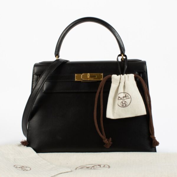 Hermès Vintage Kelly 28 Black Box GHW