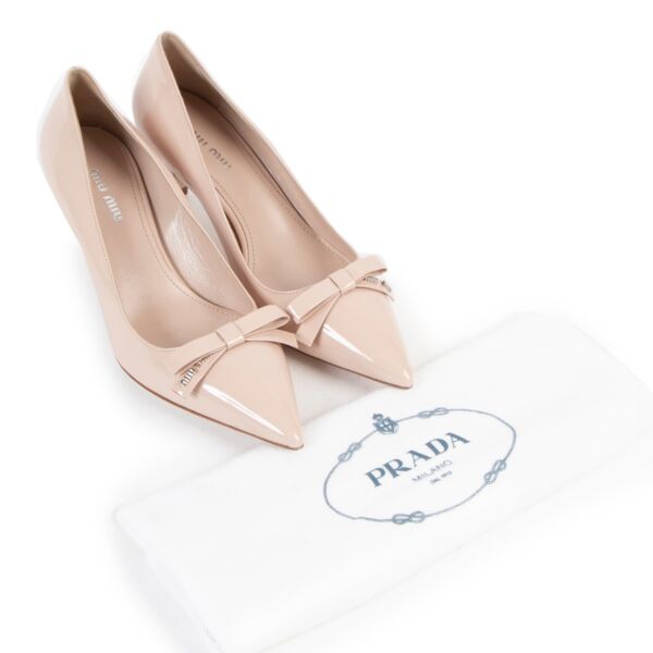 Miu Miu Nude Cipria Bow Kitten Heels - Size 36,5
