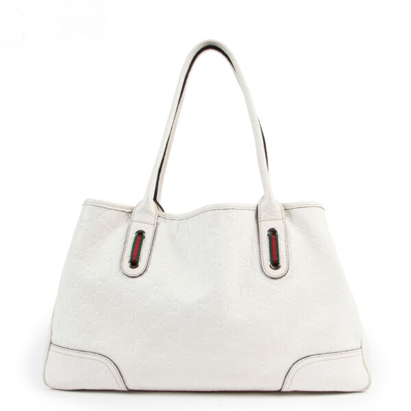 buy online authentic second hand vintage Gucci Guccissima White Leather Tote Bag at Labellov