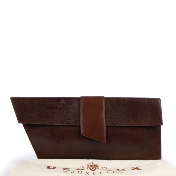 Delvaux Brown Dement Large Clutch