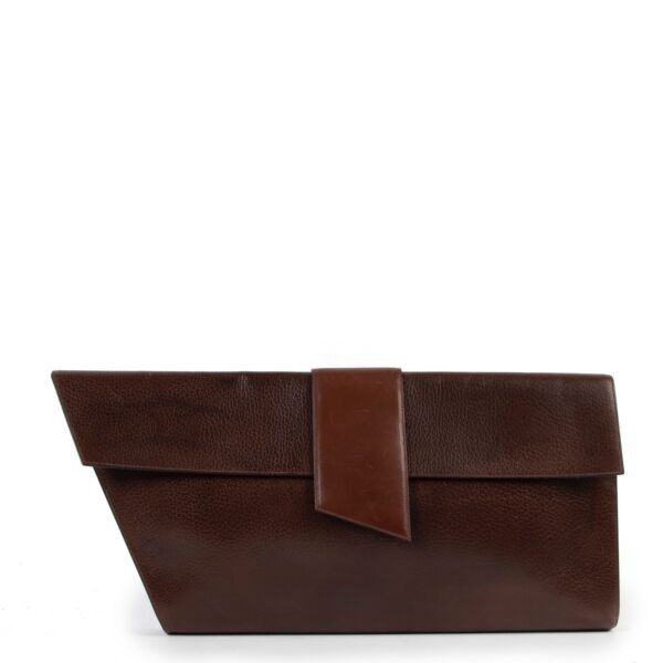 Delvaux Brown Dement Large Clutch