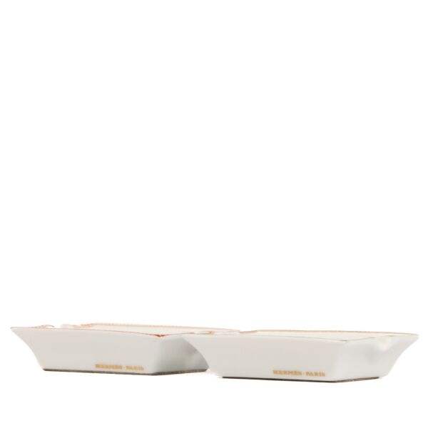 Hermès White Small 'Cheval a La Couverture' Ashtrays