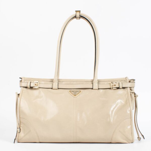 Authentic pre-loved Prada Travetine Soft Lux Bonnie Large Bag on Labellov.com