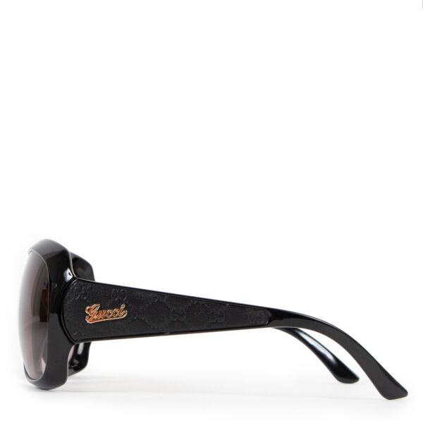 Gucci Black Guccissima Leather Oversized Sunglasses