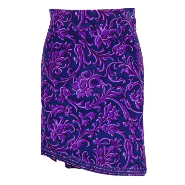 buy and sell authentic Gianni Versace Vintage Purple Barocco Velvet Skirt at Labellov for the best price