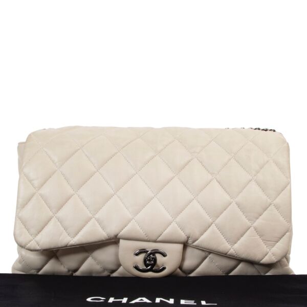 Chanel Grey Lambskin Quilted 3 Flap Bag