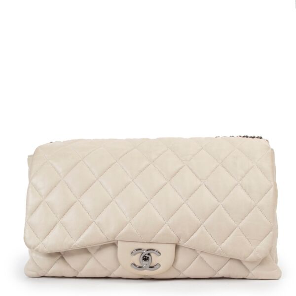 Buy an authentic second hand Chanel Grey Lambskin Quilted 3 Flap Bag in very good condition at Labellov 
