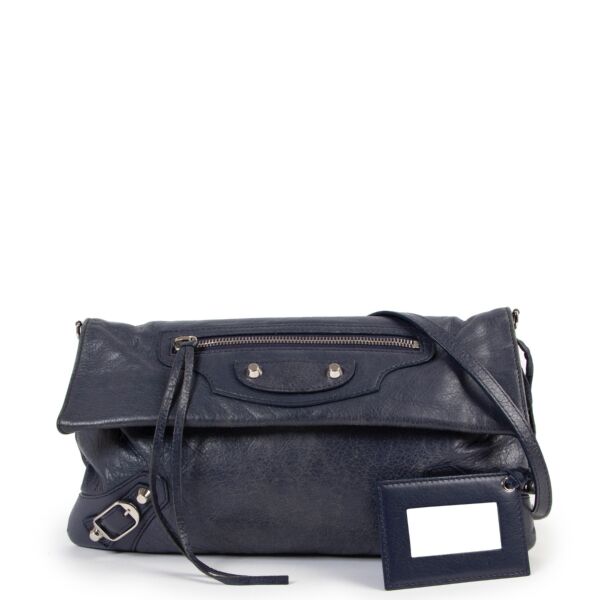 Balenciaga Envelope Blue-grey Clutch Crossbody Bag