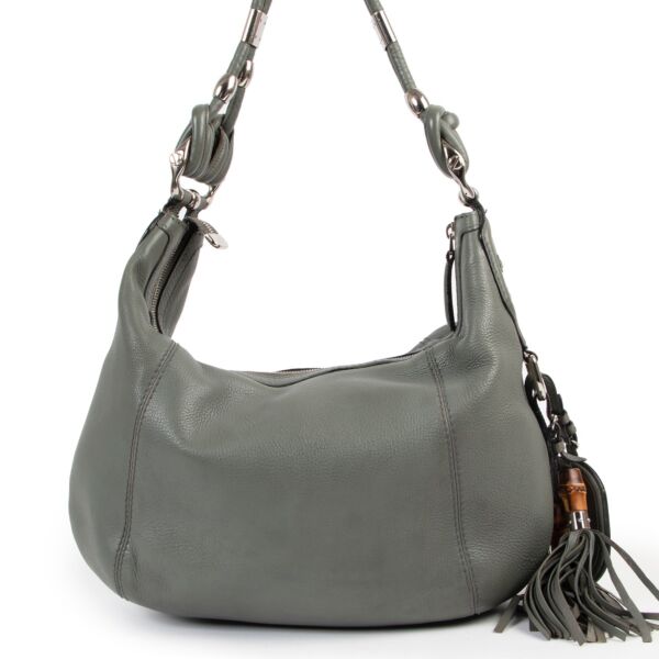 Buy an authentic second hand Gucci 240261 Grey Techno Horsebit Medium Hobo Bag at Labellov  