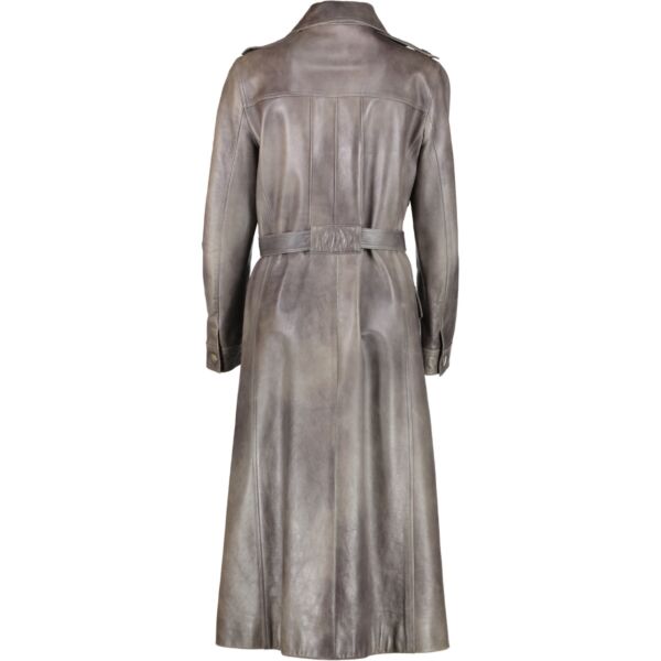 Celine Grey Leather Trench Coat - Size 36