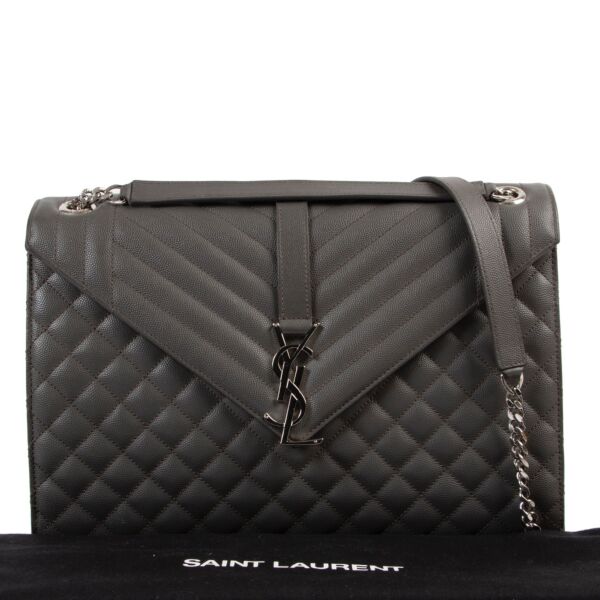 Saint Laurent Taupe Enveloppe Large Shoulder Bag