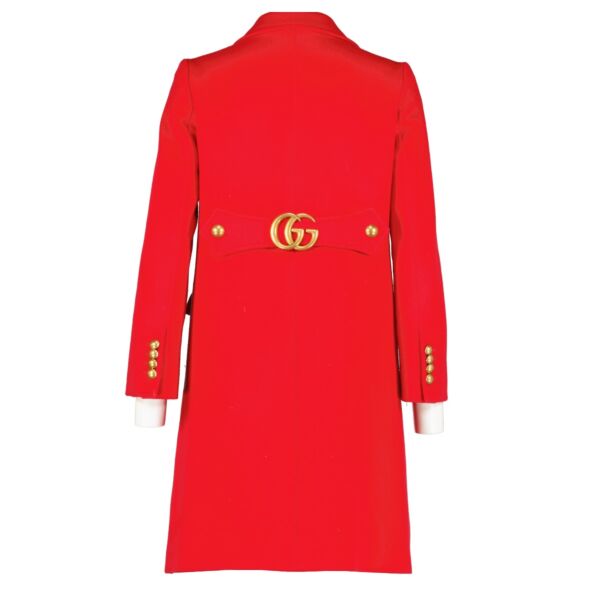 Gucci Red Wool GG Belted Coat - Size IT36