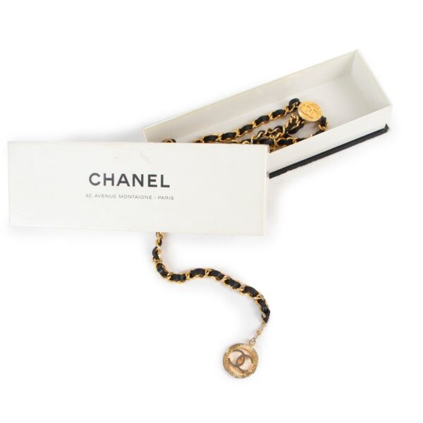 Chanel 1983s Black Gold CC Vintage Leather Chain Belt