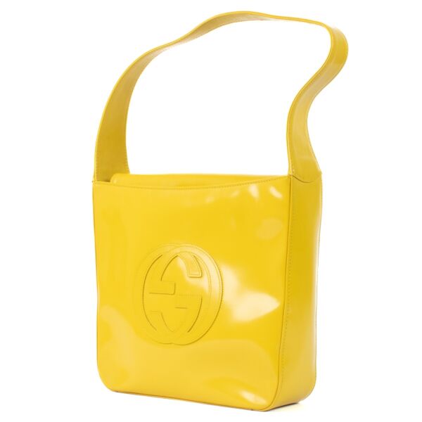 Gucci Yellow Brushed Leather Vintage Shoulder Bag