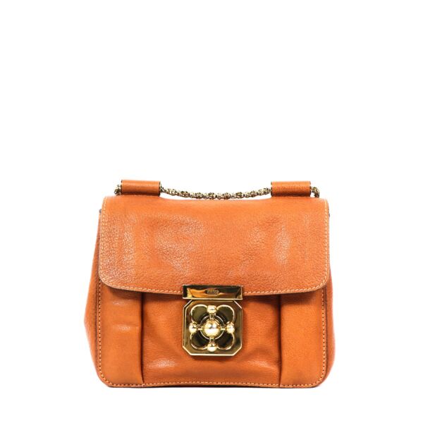 Buy an authentic second-hand Chloé Cognac Calf Leather Elsie Crossbody Bag in very good condition at Labellov in Antwerp.