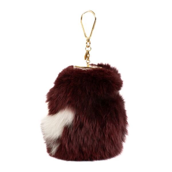 Louis Vuitton Burgundy Fuzzy V Key Chain