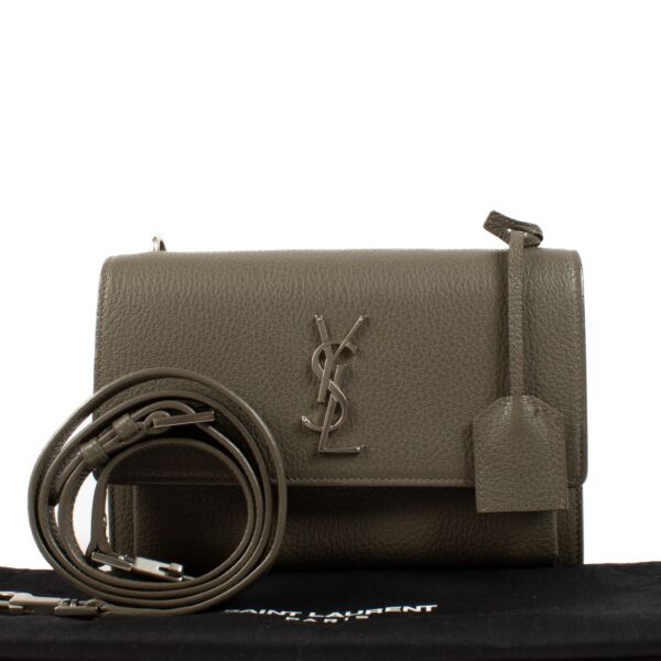 Saint Laurent Taupe Leather Sunset Medium Bag