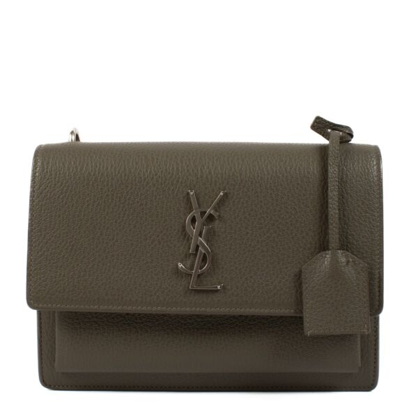 Saint Laurent Taupe Leather Sunset Medium Bag
