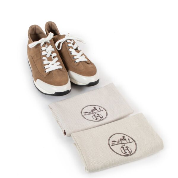 Hermès Beige Suede Goal Sneakers - Size 41