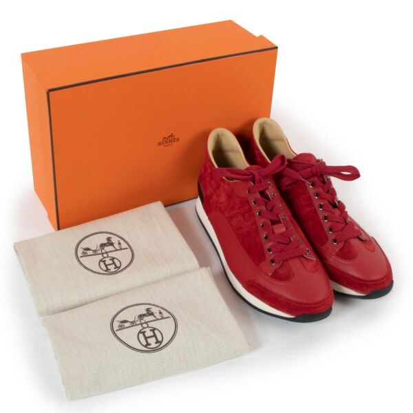 Hermès Red Suede Goal Sneakers - Size 41