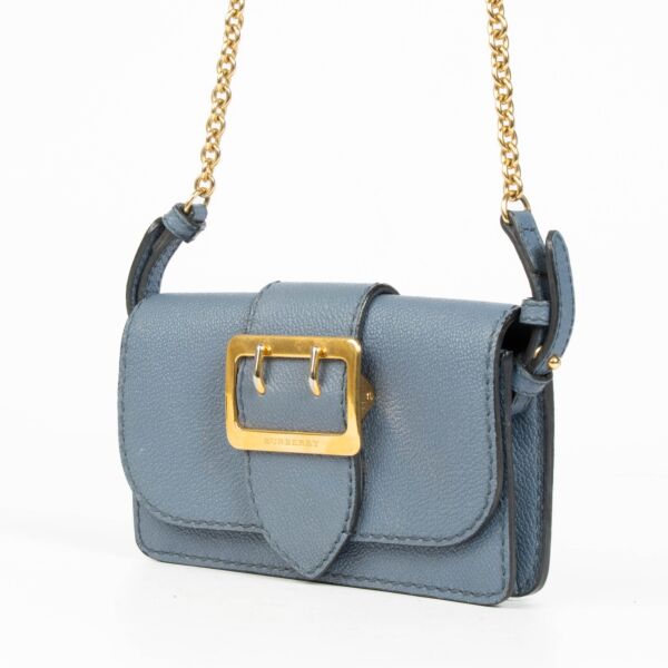 Burberry Blue Leather The Buckle Mini Crossbody Bag