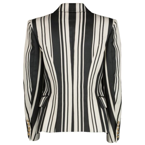 Balmain Black And White Striped 6-Button Jacket - Size 42