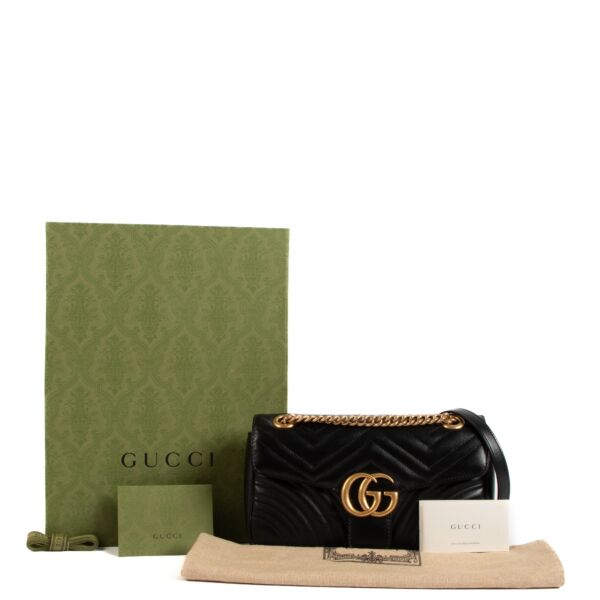 Gucci Black Matelassé Small GG Marmont Shoulder Bag