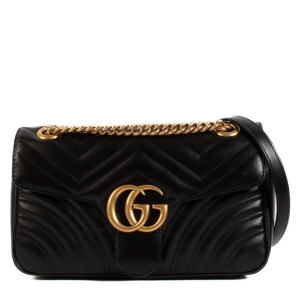 Gucci Black Matelassé Small GG Marmont Shoulder Bag