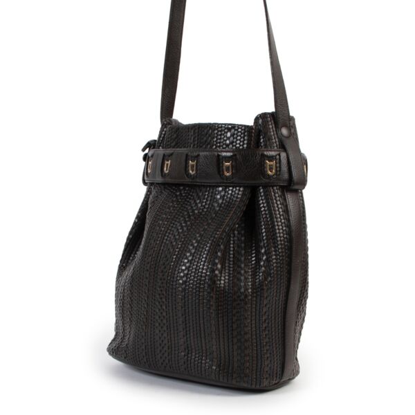 Delvaux Brown Toile De Cuir Calicot Bucket Bag