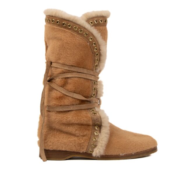 Jimmy Choo Beige Pony Hair/Fur Boots - size 39