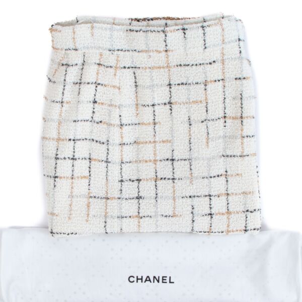 Chanel Summer 2017 White Tweed Skirt - Size 38