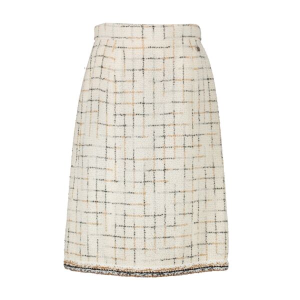 Chanel Summer 2017 White Tweed Skirt - Size 38
